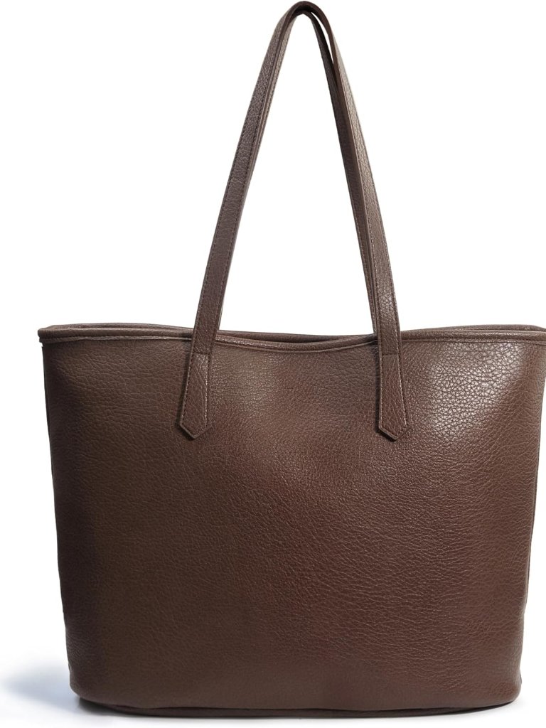 Zipper Tote Bag For Women Soft Vegan Leather Handbag For Work, Travel & Everyday